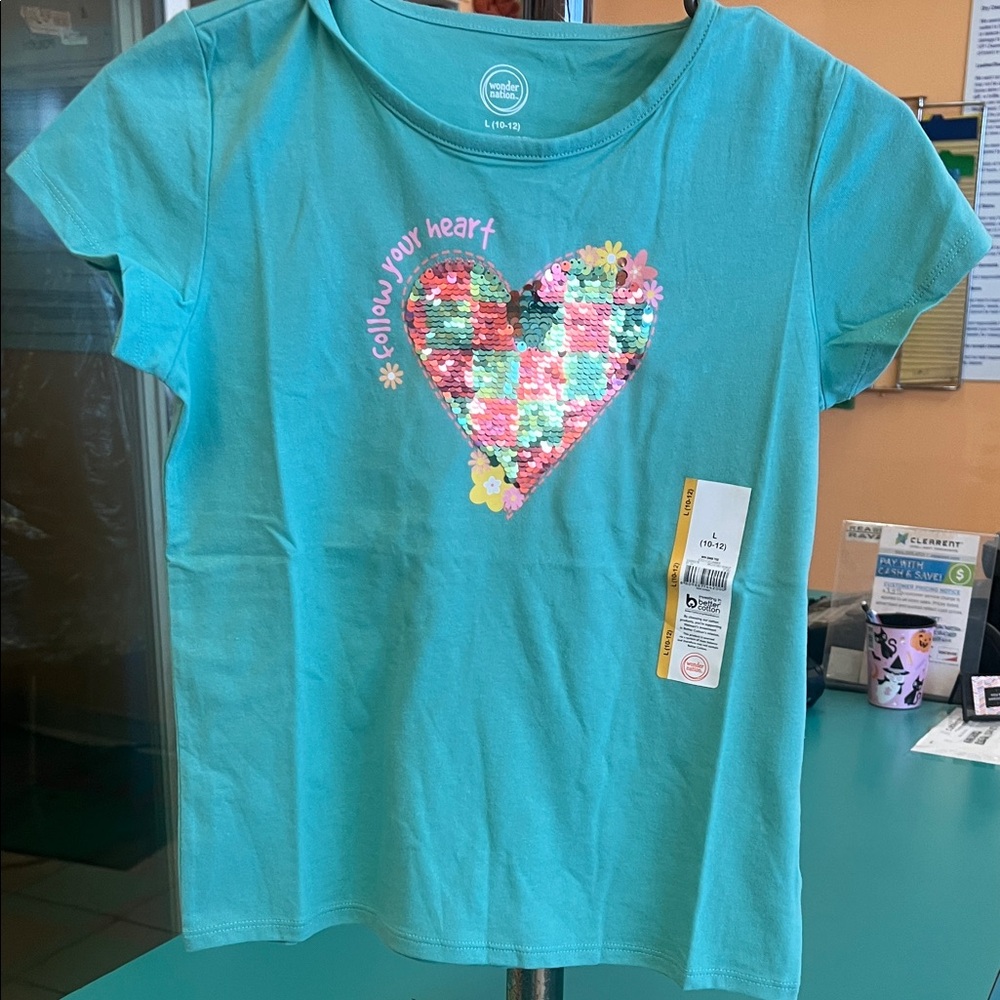 Wonder Nation Turquoise Heart Graphic Tee